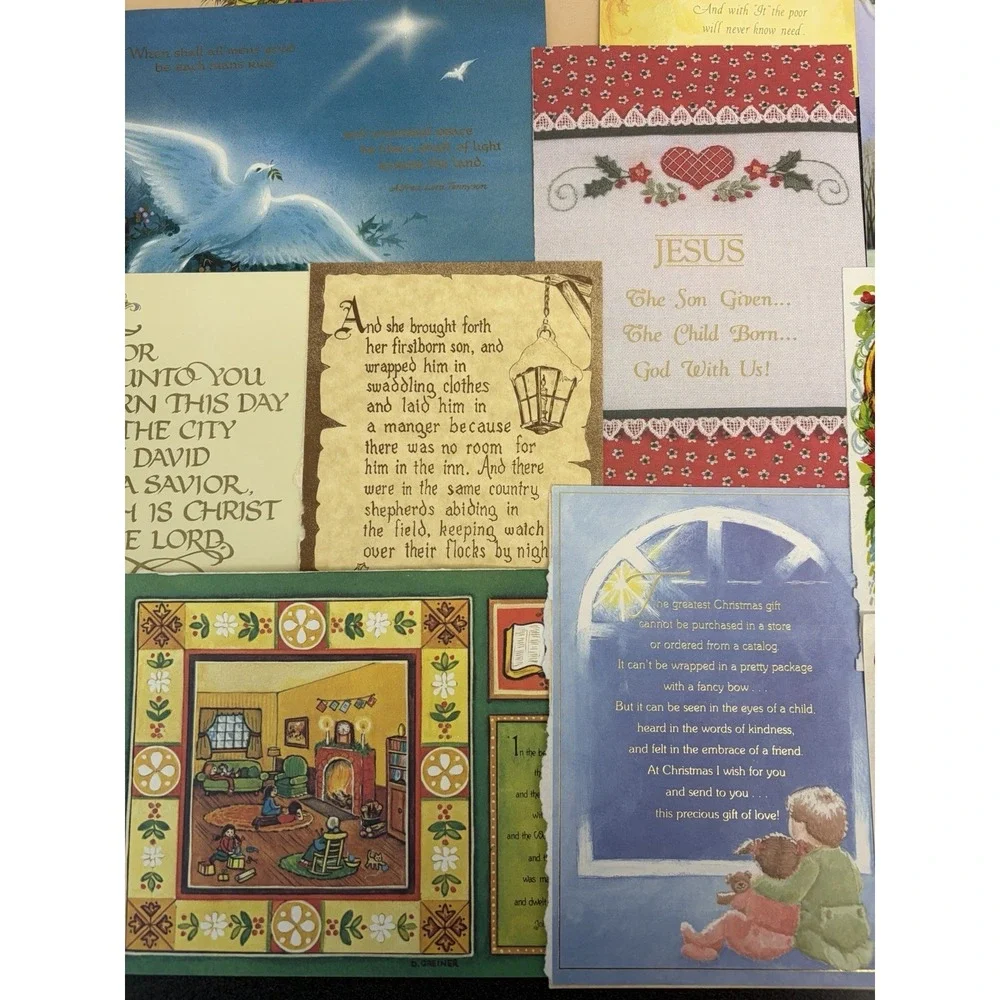Vintage Christmas Cards Fronts ONLY Bible  Verses More Scrapbooking Crafts 50+
